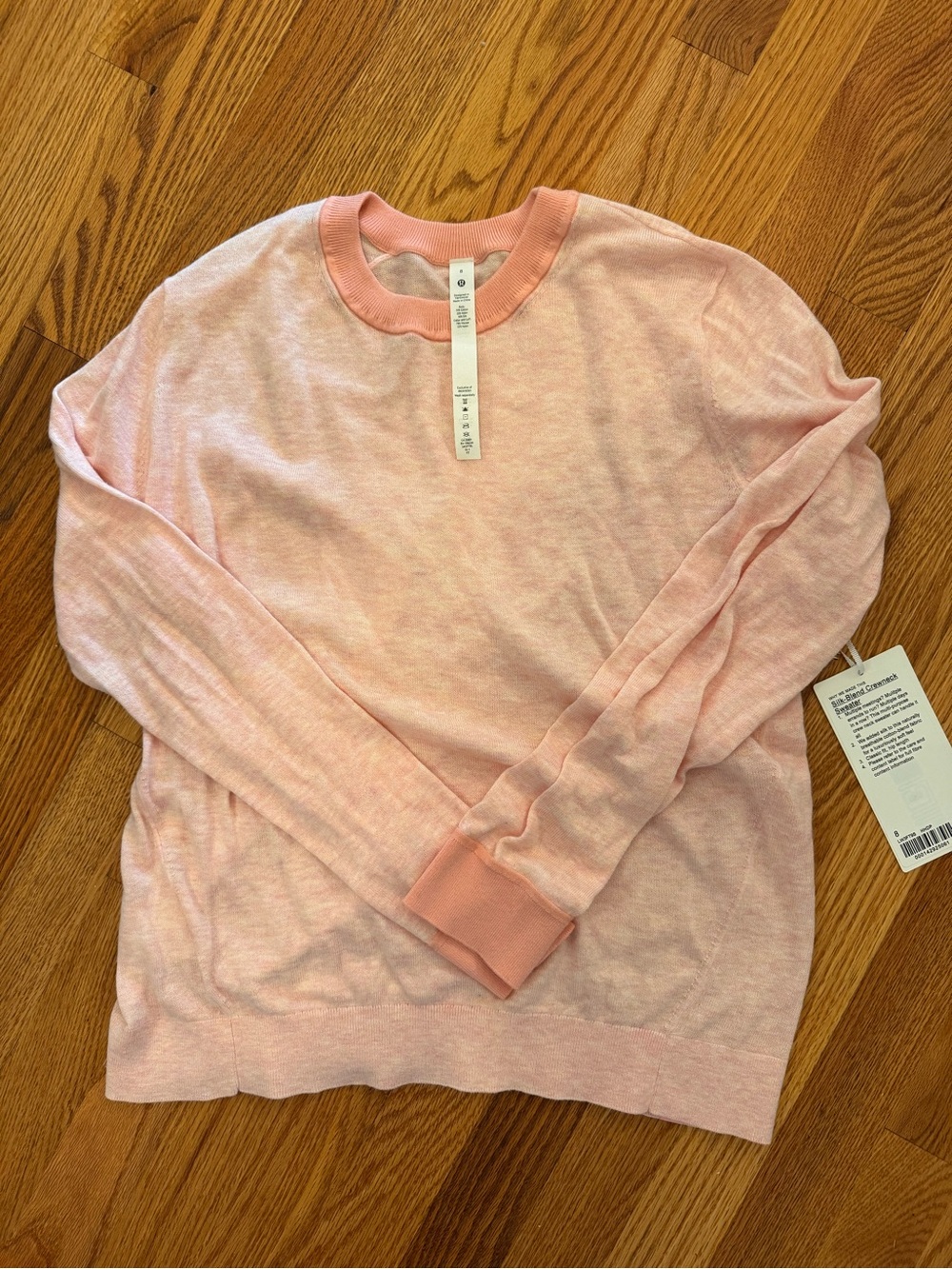 lululemon athletica Light Pink Crewneck Sweater with Contrast Trim